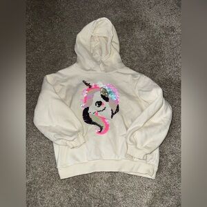 H&M Cream Hoodie with Reversible Sequin Design